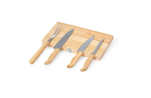 Set de couteaux personnalisés Bergin en inox et bois naturel