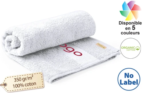 Drap de bain publicitaire personnalisé absorbant en coton biologique Koleva 