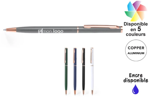 Stylo personnalisé en aluminium finition mate à mécanisme rotatif Noril