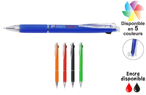 Stylo publicitaire personnalisé à 2 couleurs avec porte-mines Lecon 