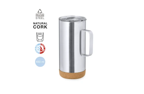 Mug isotherme personnalisé Frilan acier recyclé et liège de 450 ml