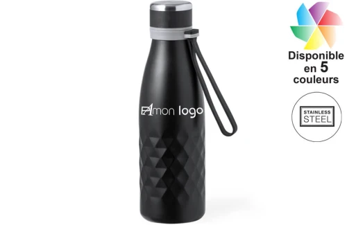 Gourde isotherme personnalisée en inox avec poignée silicone Hexor 550 ml