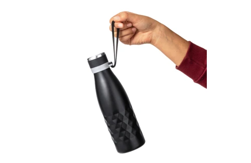 Gourde isotherme personnalisée en inox avec poignée silicone Hexor 550 ml