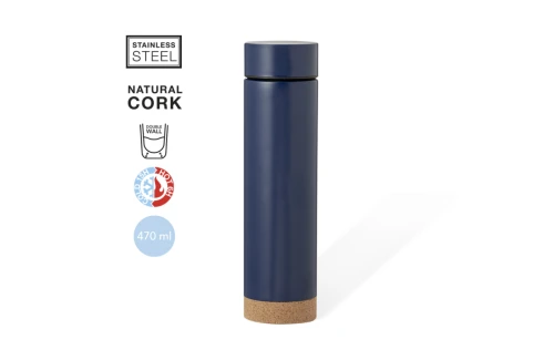 Thermos personnalisable en inox avec base en liège et infuseur Dantek