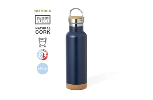 Gourde isotherme personnalisée en inox à détail bambou Dixont 650 ml