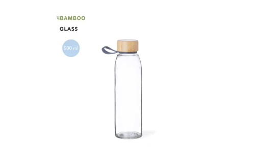 Bouteille personnalisée en verre avec bouchon bambou Toniox 500 ml