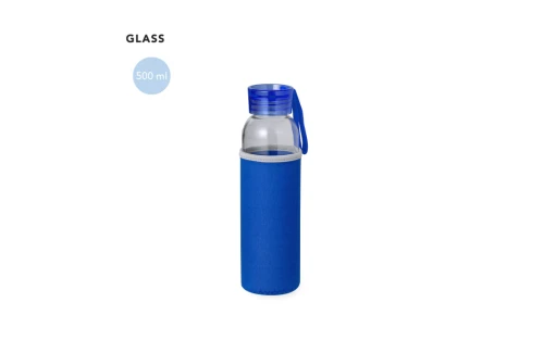 Bouteille personnalisée en verre avec étui assorti et poignée silicone Venen 500 ml