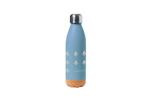 Bouteille personnalisée en PE veiné à base liège et bouchon acier Stroud 650 ml