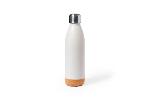 Bouteille personnalisée en PE veiné à base liège et bouchon acier Stroud 650 ml