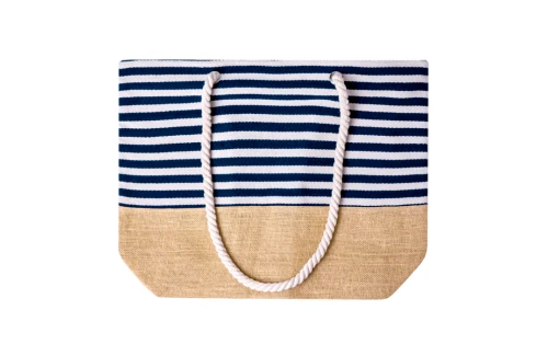 Sac de plage personnalisé Ivyx rayé blanc et bleu