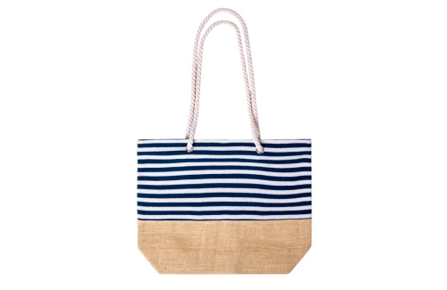 Sac de plage personnalisé Ivyx rayé blanc et bleu