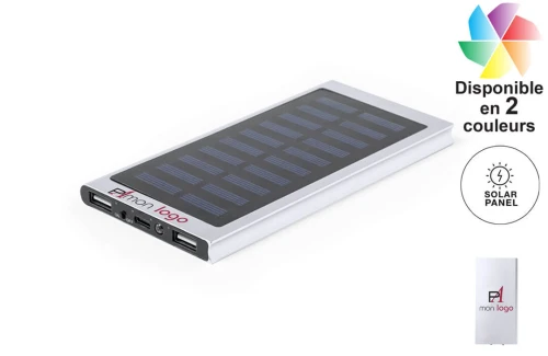 Batterie powerbank externe publicitaire personnalisée à recharge solaire Bernant 8000 mAh 
