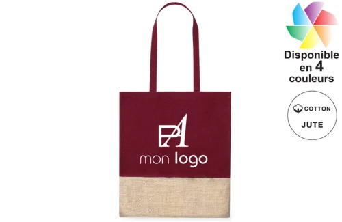 Tote bag personnalisé bicolore en toile de jute et coton Suelva