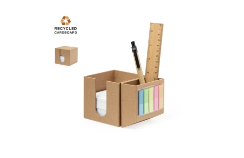 Porte crayon personnalisé  en carton recyclé avec bloc note Arolax