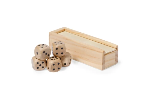 Jeu de dés personnalisé ensemble de 5 pièces en bois Atanin