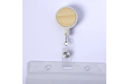 Porte badge personnalisé extensible en bambou et fibre de blé Alikra