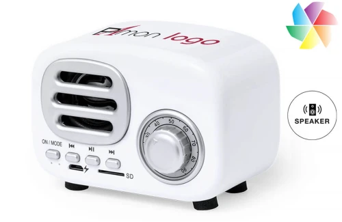 Haut-parleur Bluetooth publicitaire personnalisé vintage en forme de radio Florens 