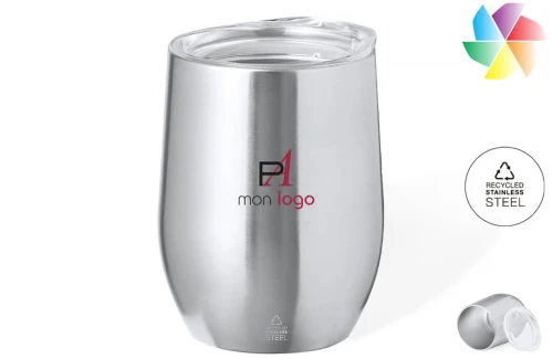 Mug isotherme personnalisé verre thermique Yarton acier inox recyclé 340 ml