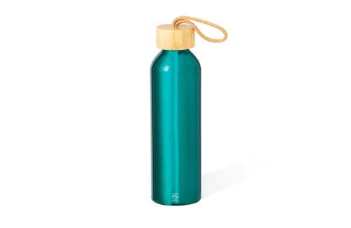 Bouteille personnalisée en aluminium recyclé et bouchon bambou Irvinson 600ml