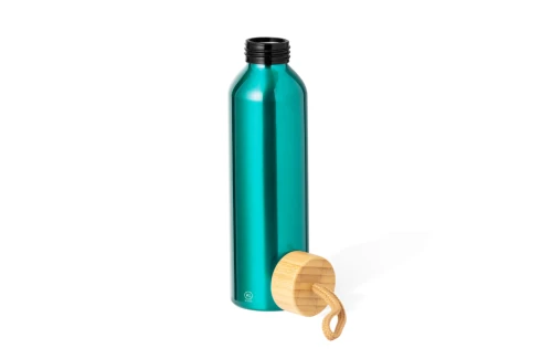 Bouteille personnalisée en aluminium recyclé et bouchon bambou Irvinson 600ml