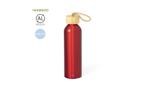 Bouteille personnalisée en aluminium recyclé et bouchon bambou Irvinson 600ml