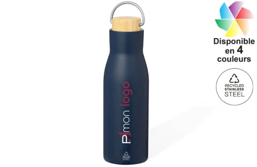 Gourde isotherme personnalisée en inox recyclé et bambou Prismix 500 ml