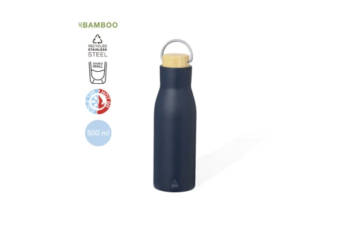 Gourde isotherme personnalisée en inox recyclé et bambou Prismix 500 ml