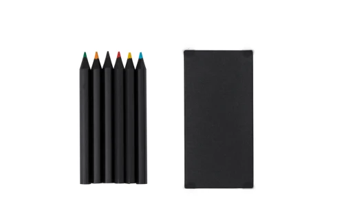 Boîte de crayon personnalisée Lameiro set 6 crayons en bois de couleur noire