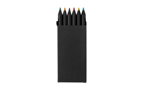 Boîte de crayon personnalisée Lameiro set 6 crayons en bois de couleur noire