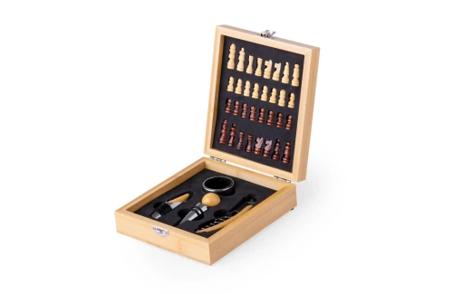 Coffret à vin personnalisé set avec accessoires et jeu d'échec Paluk