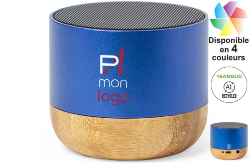 Enceinte personnalisée haut-parleur Bluetooth® bambou en alu recyclé Lops