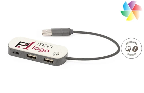 Hub USB publicitaire personnalisé port 2.0 en fibre de café Nylox 