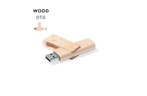 Clé USB personnalisée OTG double connectique 16 Go bois Kluivert made in Europe