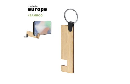 Porte-clés personnalisé à support smartphone en bambou Evans