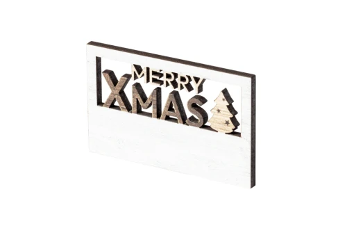 Magnet de Noël personnalisé aimant merry christmas en bois naturel Lambet