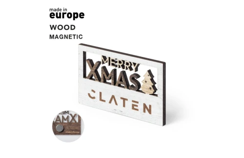 Magnet de Noël personnalisé aimant merry christmas en bois naturel Lambet