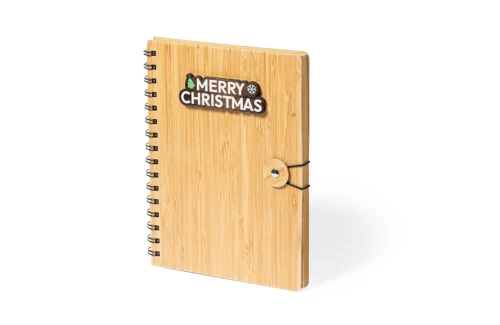 Carnet personnalisé en bambou à anneaux avec motif de Noël Mossel