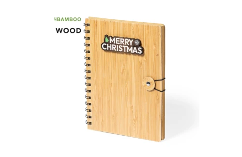 Carnet personnalisé en bambou à anneaux avec motif de Noël Mossel