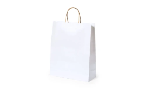 Sac cadeau personnalisé en papier recyclé blanc Taurel 25x31