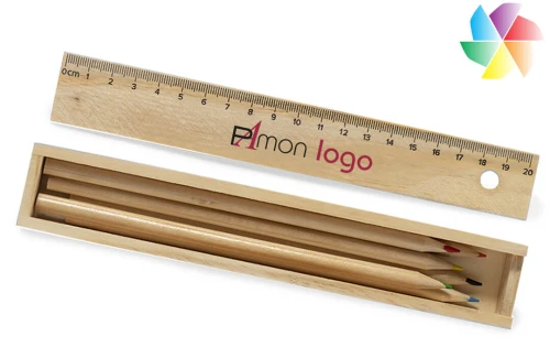 Boîte de crayons publicitaire personnalisée Dragon étui en bois naturel 
