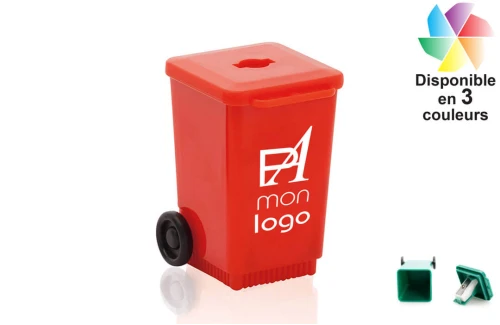 Taille crayons publicitaire personnalisé Longi en forme de container à poubelle 