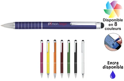 Stylet stylo publicitaire personnalisé en aluminium à finition métallique Minox 