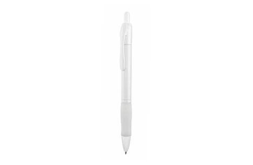 Stylo publicitaire plastique corps blanc à clip et grip de couleur Zufer