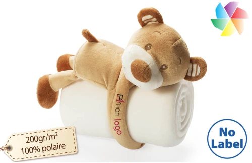 Couverture polaire publicitaire personnalisée pour enfant avec nounours Yogui 