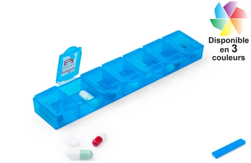 Pilulier semainier publicitaire personnalisé Lucam boite pour médicaments à 7 compartiments 