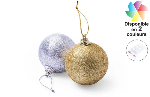 Boule de Noël personnalisée set 6 pièces métallique brillante Yenkit 