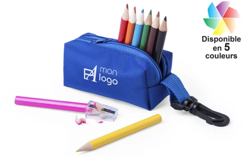 Trousse écolier publicitaire personnalisée Migal avec crayons de couleur 