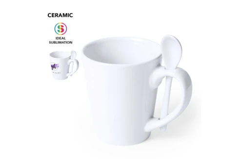 Mug publicitaire Kaffir 350 ml pour sublimation avec cuillère céramique