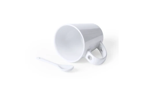 Mug publicitaire Kaffir 350 ml pour sublimation avec cuillère céramique