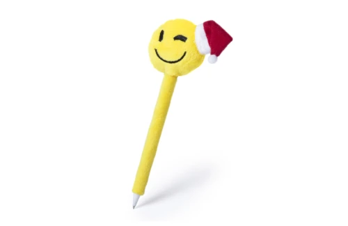 Stylo publicitaire emoji sourire jaune avec bonnet de Noël Miltok